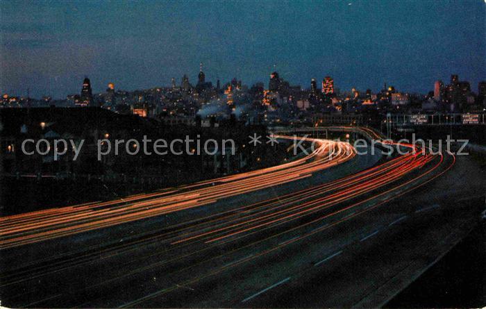 San Francisco California Night scene with unimpeded traffic
