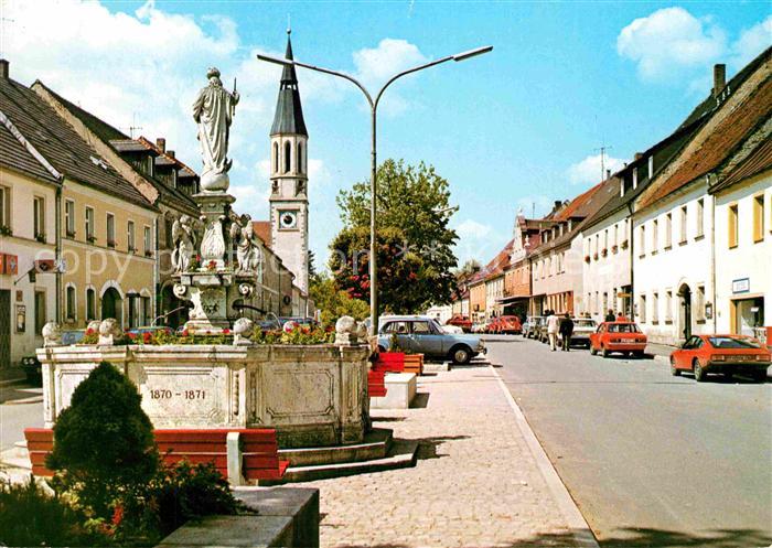 Pleystein Ortspartie mit Brunnen