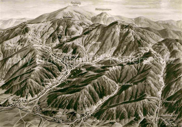 Belchen Baden Panoramakarte mit Feldberg Hotel Belchenhaus