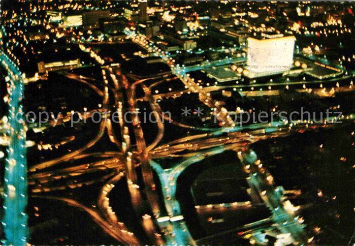 Los Angeles California Freeway and Water and Power Building at night