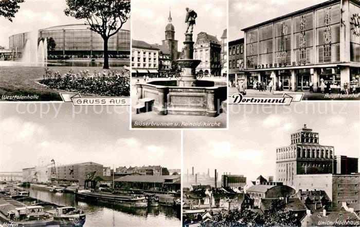 DORTMUND  CITY Westfalenhalle Blaeserbrunnen Reinoldikirche Hauptbahnhof Union H