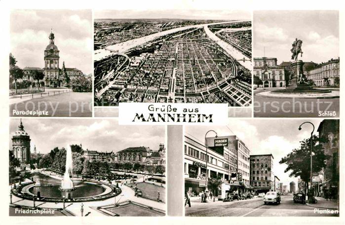 MANNHEIM BW Paradeplatz Schloss Planken Friedrichplatz Fontaene Fliegeraufnahme
