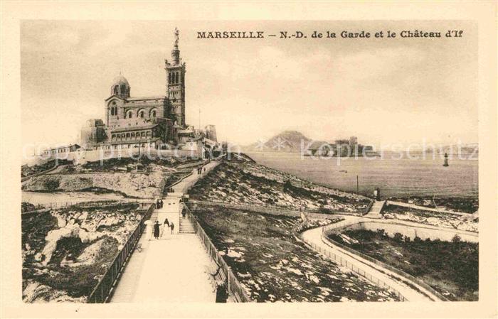 Marseille Bouches-du-Rhone Notre Dame de la Garde et le Chateau d If