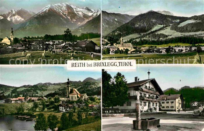 Reith Brixlegg Gesamtansicht mit Alpenpanorama Platz Brunnen Hotel Kirche