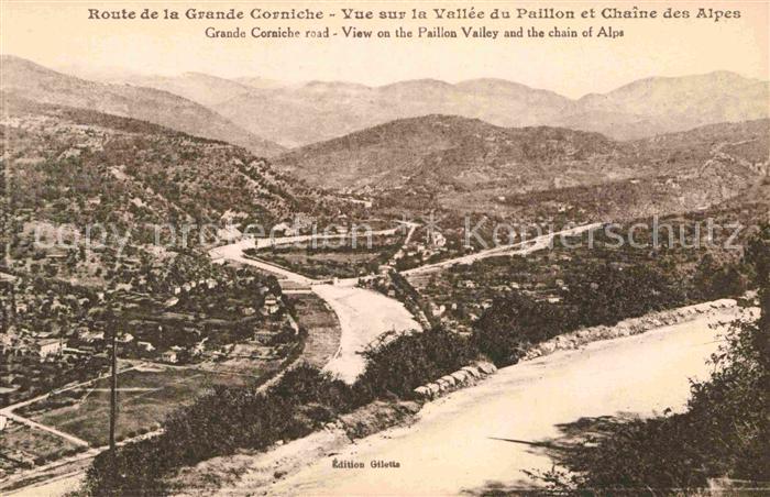 Paillon Vue sur la Vallee du Paillon et Chaines des Alpes Route de la Grande Cor
