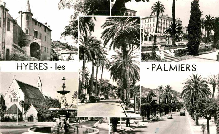 Hyeres les Palmiers Teilansichten Palmen Allee Brunnen