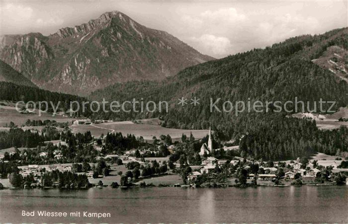 Bad Wiessee Blick ueber den Tegernsee mit Kampen Bayerische Voralpen