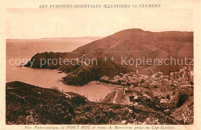 Cerbere Vue panoramique de Port Bou et Route de