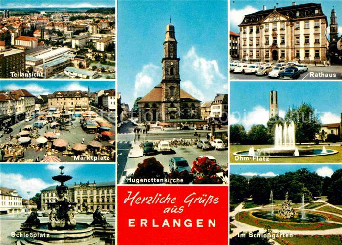 ERLANGEN Bayern Hugenottenkirche Rathaus Ohmplatz Schlossgarten Schlossplatz Bru