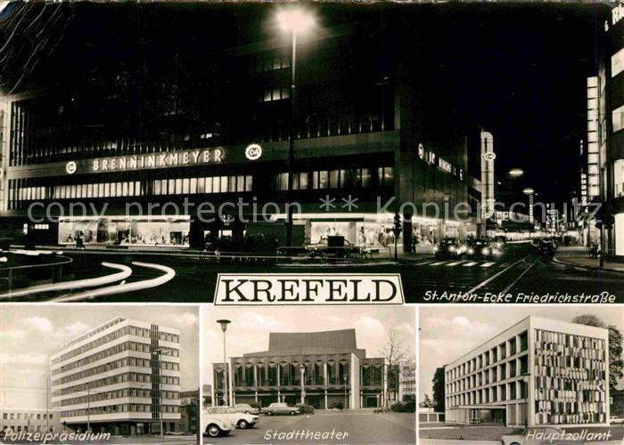 Krefeld St Anton Ecke Friedrichstrasse Nachtaufnahme Hauptzollamt Stadttheater P