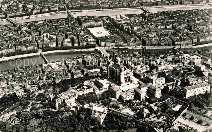 Lyon France Place Bellecour La Saone et le Rhone vue aerienne