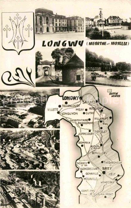 Longwy Lothringen Teilansichten Fliegeraufnahmen Landkarte