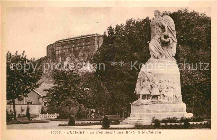 Belfort Alsace Monument aux Morts et le Chateau Denkma
