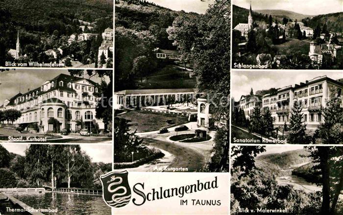 Schlangenbad Taunus Wilhelmsfelsen Kurhotel Thermal Schwimmbad Kurgarten Sanator