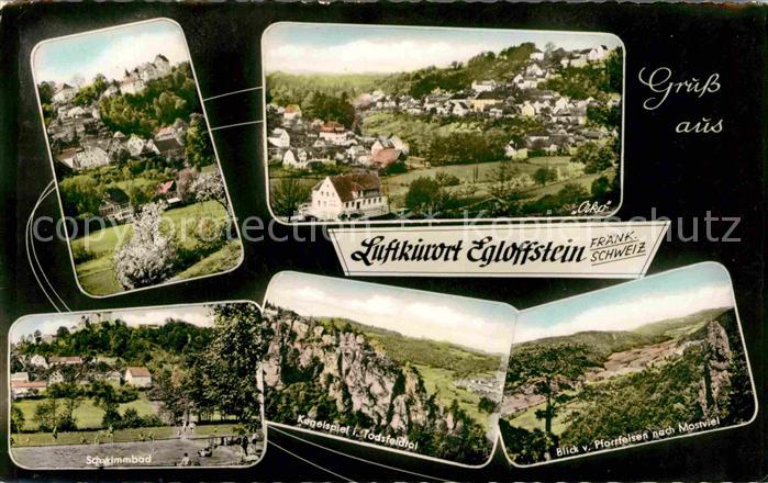 Egloffstein Teilansichten Landschaftspanorama Schwimmbad Felsen