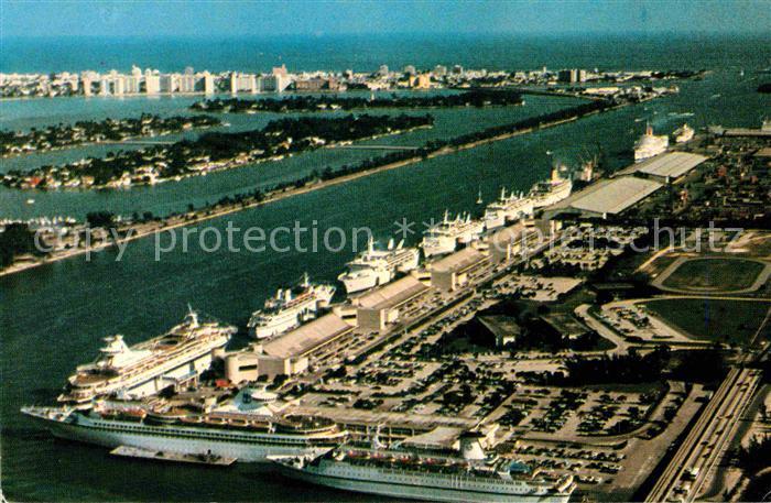 Miami Florida Dodge Island Seaport Biscayne Bay aerial view