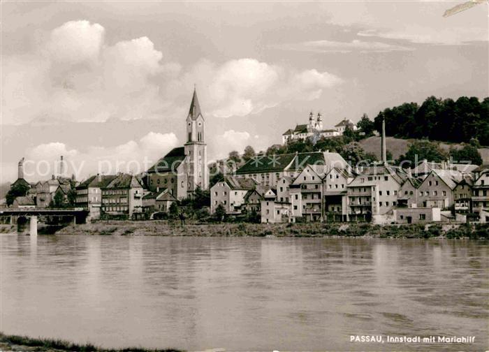 PAssAU Bayern Blick ueber den Inn Wallfahrtskirche Maria Hilf
