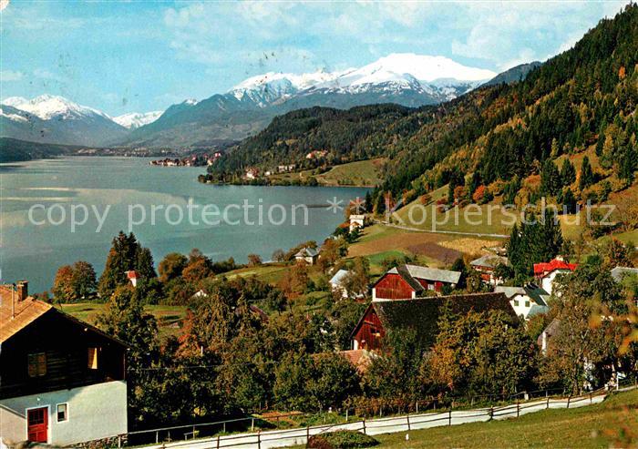 Dellach Millstaettersee Panorama mit Alpenblick