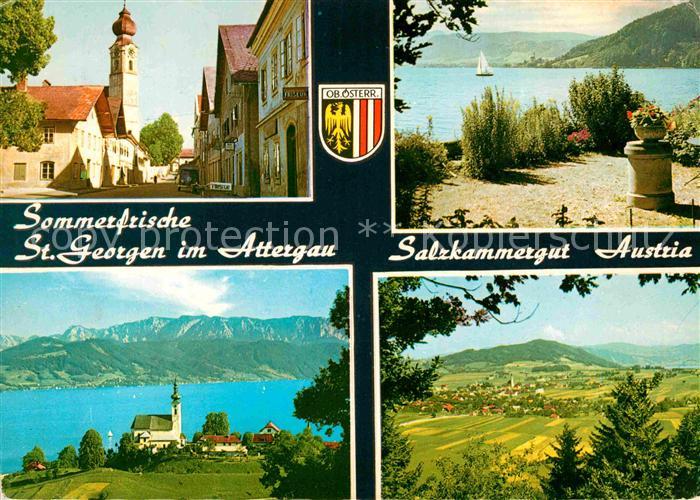 St Georgen Attergau Ortsansicht mit Kirche See Alpenpanorama