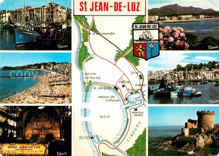 Saint-Jean-de-Luz Hafen Fischkutter Strand Kirche Innenansicht Burg Kueste Landk