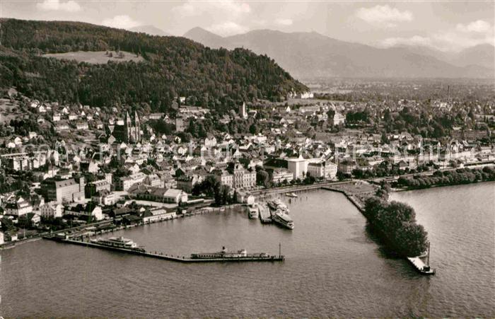 Bregenz Bodensee Fliegeraufnahme mit Hafeneinfahrt