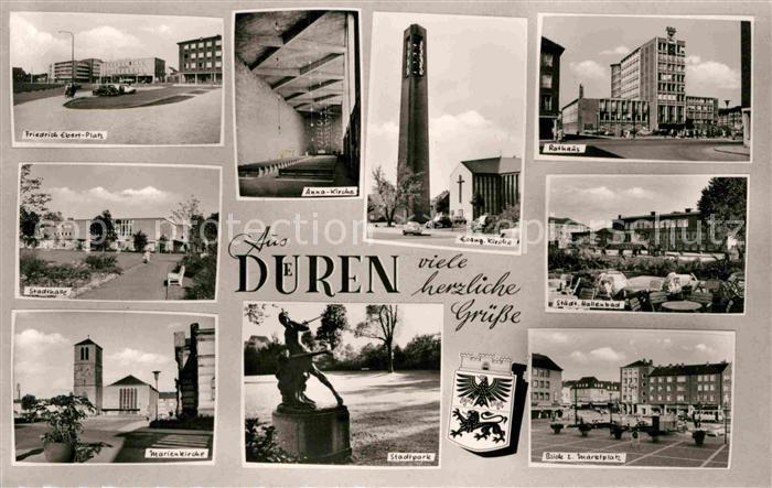 Dueren Rheinland Friedrich Ebert Platz Rathaus Stadtpark Hallenbad Marienkirche