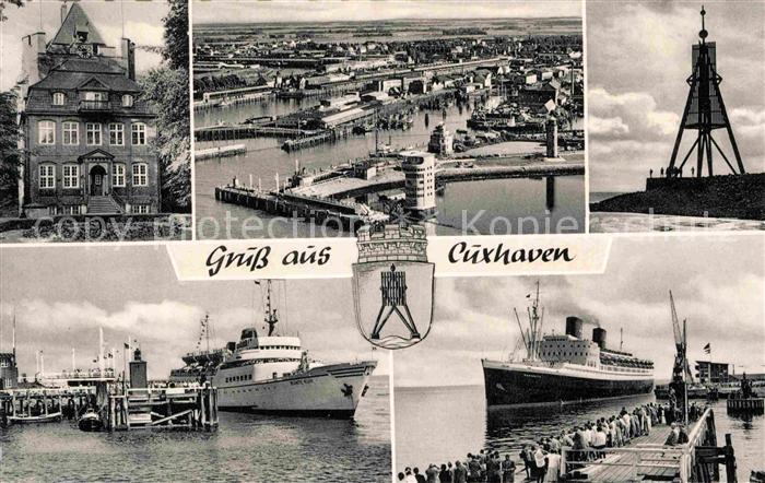 Cuxhaven Nordseebad Fliegeraufnahme Hafen Seezeichen