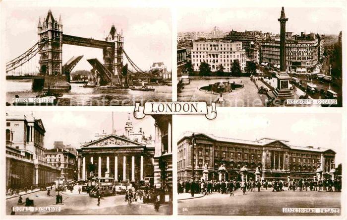 London Tower-Bridge Nelsons Column Royal-Exchange Buckingham-Palace