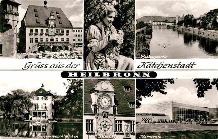 Heilbronn Neckar Kaetchen Marktplatz Neckarpartie Harmonie Trappenseeschloessche