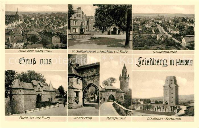 Friedberg Hessen Blick vom Adolfsturm Burg Ehrenmal