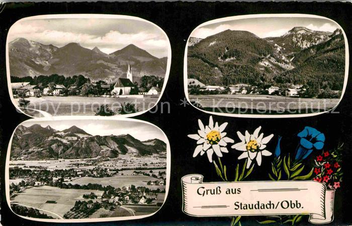 Staudach Oberbayern Fliegeraufnahme mit Hochgern Hochplatte Kampenwand Chiemgau