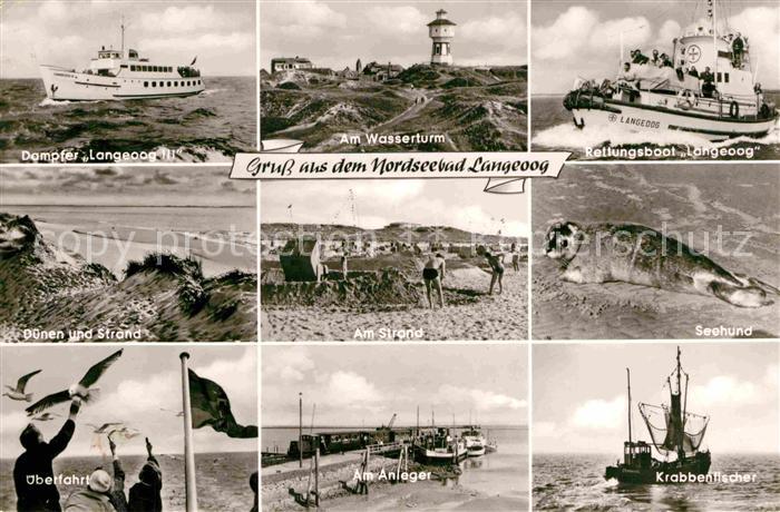 Langeoog Nordseebad Wasserturm Seehund Strand Anleger Krabbenfischer