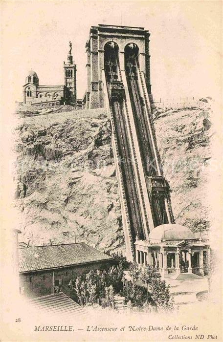 Marseille Bouches-du-Rhone L Ascenseur et Notre Dame de la Garde