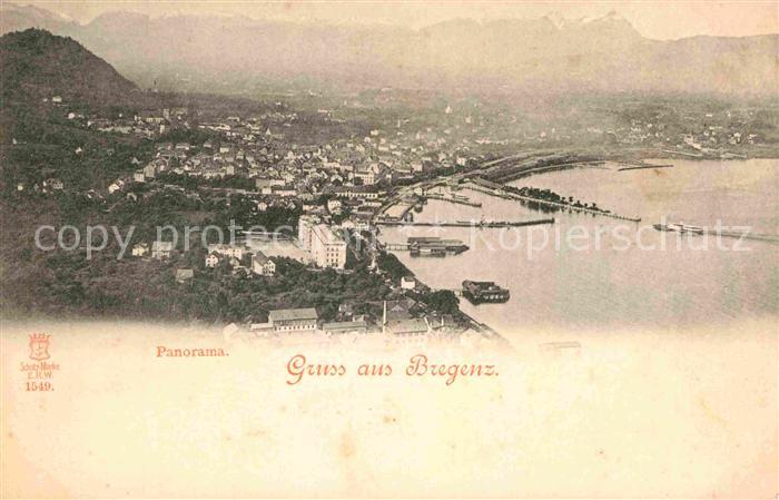 Bregenz Vorarlberg Fliegeraufnahme mit Bodensee und Alpen