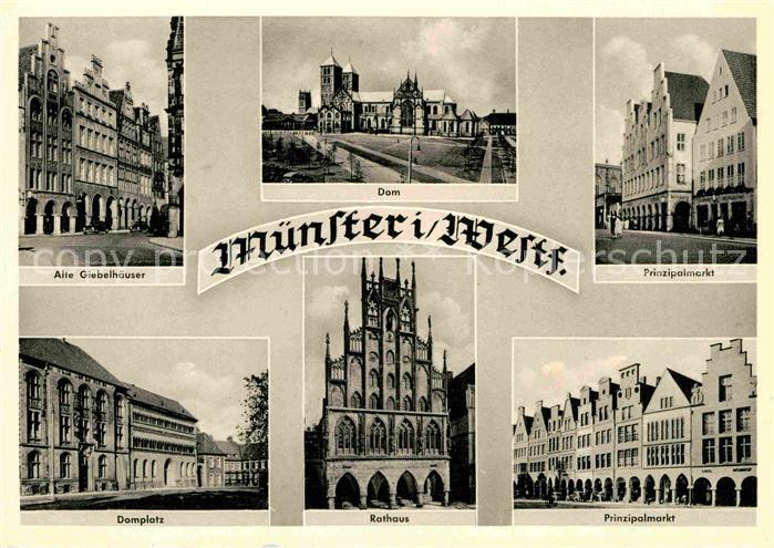 Muenster Westfalen Prinzipalmarkt Dom Rathaus Giebelhaeuser Domplatz