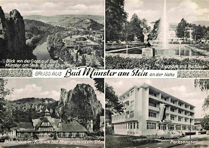 Bad Muenster Stein Ebernburg Blick von der Gans Kurpark Kurhaus Parksanatorium