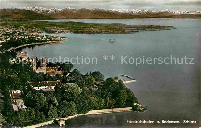 Friedrichshafen Bodensee Schloss Alpenkette Fliegeraufnahme