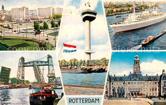 Rotterdam Platz Hochhaeuser Koenigshaven Bruecke Euromast Passagierschiff Gebaeu