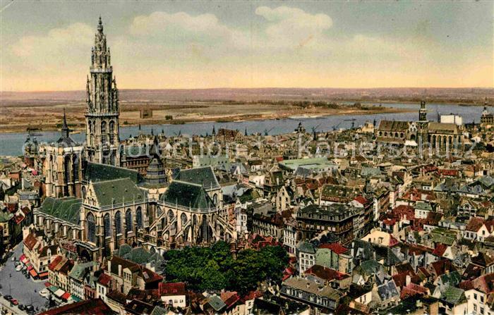Antwerpen Anvers Algemeen zicht met de Hoofdkerk Panorama Kathedrale