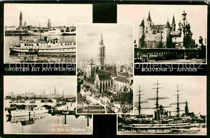 Anvers Antwerpen Aanleghaven Het Steen Jachthaven Haven Kathedraal