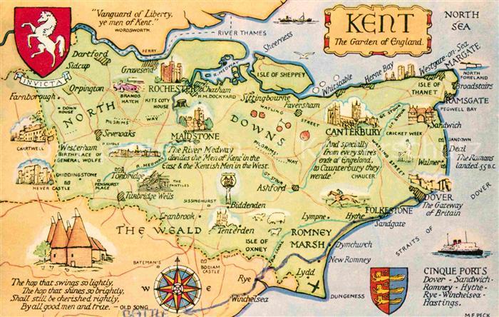 Canterbury Kent Map of the Kent Landkarte