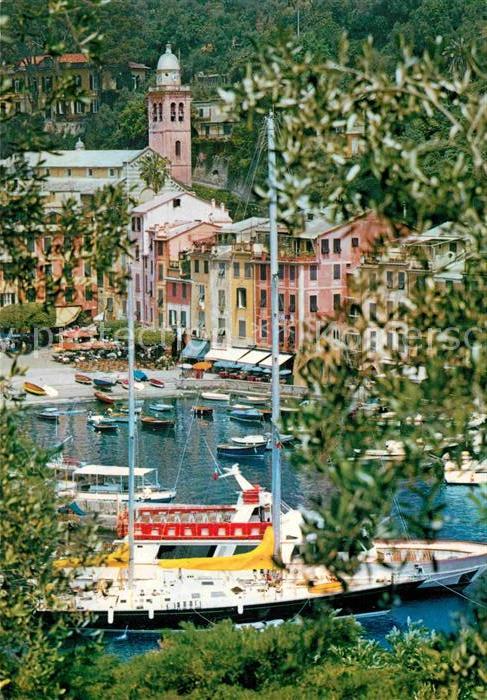 Portofino Liguria Scorcio panoramico Porto Hafen Segelyacht