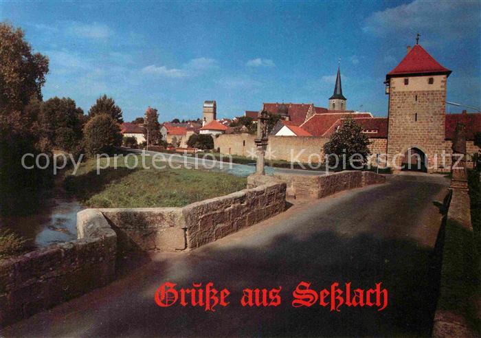 Sesslach Bruecke Stadtmauer Altstadt Landessieger Bundessieger 1986/87 fuer Stad