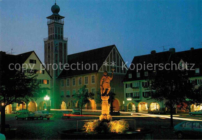 FREUDENSTADT BW Marktplatz bei Nacht Neptunbrunnen Heilklimatischer Kurort Schwa