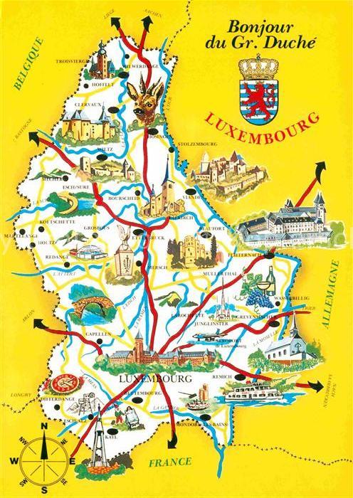 LUXEMBOURG  Luxemburg Carte du Grand Duche de Luxembourg Landkarte