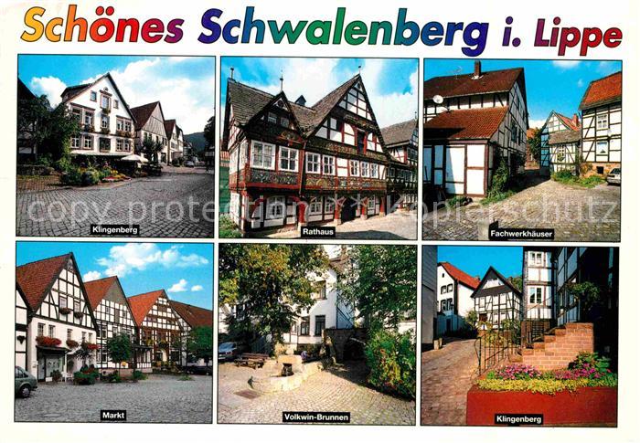 Schwalenberg Klingenberg Rathaus Fachwerkhaeuser Volkwin Brunnen Markt