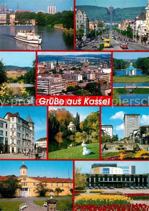 KAssEL  CITY Teilansichten Ausflugsdampfer Park Teich Schwaene