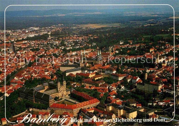 Bamberg Blick auf Kloster Michelsberg und Dom Fliegeraufnahme