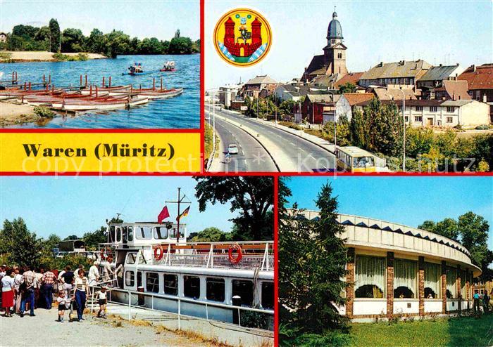 Waren Mueritz Bootsverleih Tiefwarensee Marienkirche Fahrgastschiff Steinmole