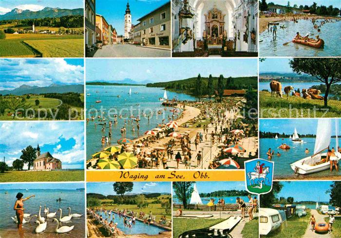 Waging See Marktplatz Sankt Martinskirche Kurhaus Seeblick Gebirgsblick Camping